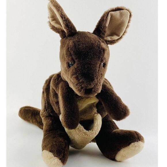 Folkmanis Folktails Plush Puppet Kangaroo Missing Baby Joey 26” Brown Furry Folk - Picture 1 of 11